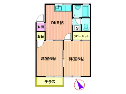 メゾン寿(2DK/1階)の間取り写真