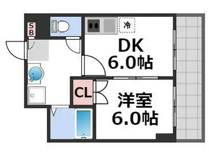 リーゾナブルシティー(1DK/7階)の間取り写真