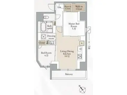 クロスレジデンス高田馬場(2LDK/13階)の間取り写真