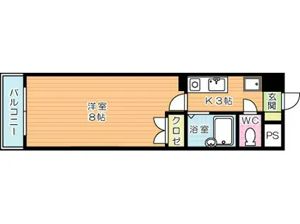 メゾンOM徳力(1K/2階)の間取り写真