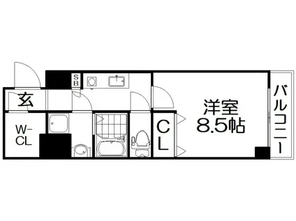 ラ・ヴァルス(1K/2階)の間取り写真