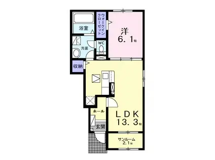 ヴィラヴェント・SISI I(1LDK/1階)の間取り写真