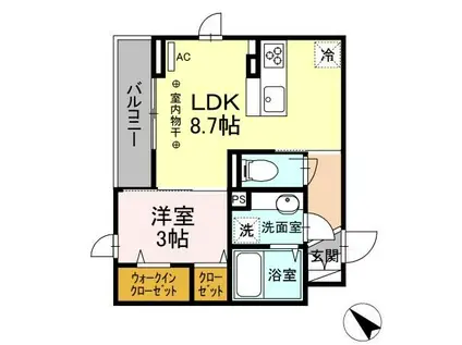 ソレール西久保(1LDK/2階)の間取り写真