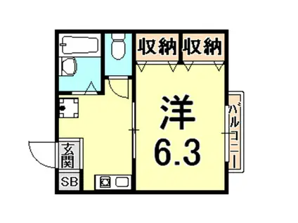 ラ・テール(1K/2階)の間取り写真