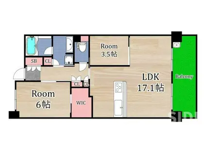 ブランズ桜ノ宮(2LDK/8階)の間取り写真