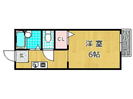 グレースフルK(1K/2階)の間取り写真