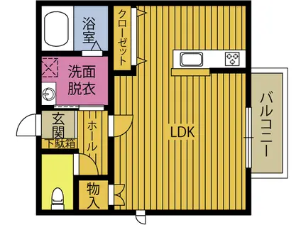 ヴィラコスモス(ワンルーム/2階)の間取り写真