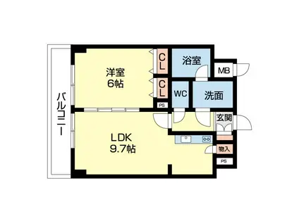 WILLDO礎町(1LDK/5階)の間取り写真