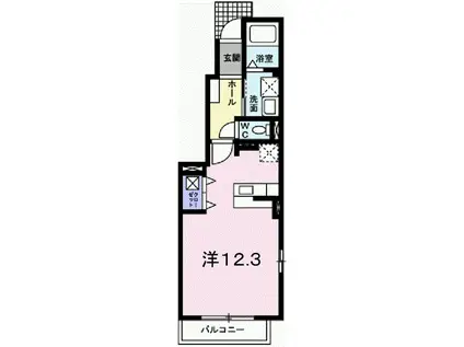 ドゥー・ファミーユII(ワンルーム/1階)の間取り写真