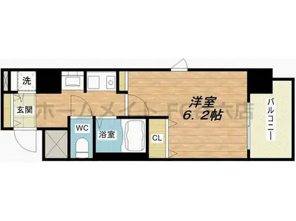 プレサンス大手前パークサイドII(1K/2階)の間取り写真