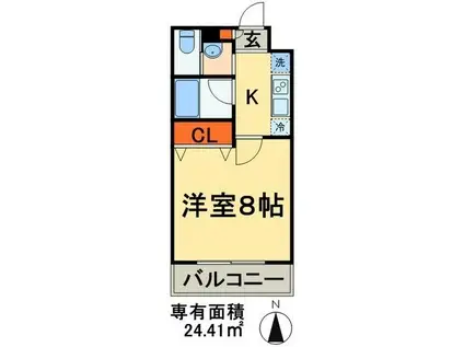 プラージュ美浜(1K/4階)の間取り写真