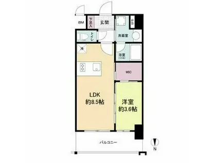 リヴェント福島(1LDK/2階)の間取り写真