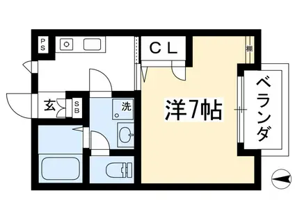 ラフィネ車道(1K/1階)の間取り写真