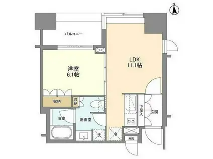 ラサンテ麻布十番(1LDK/10階)の間取り写真