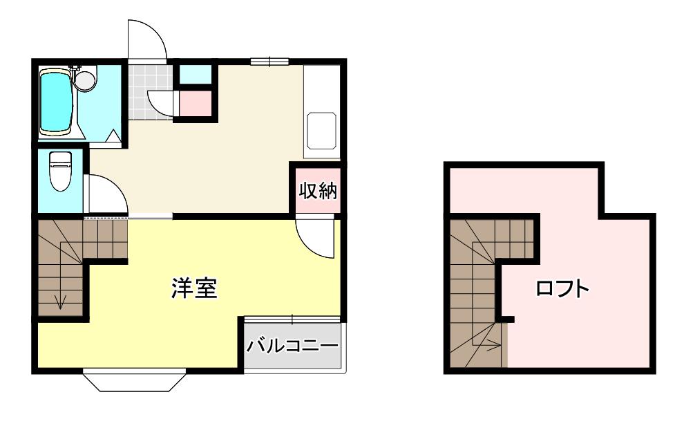 セイラBOX中豊岡II(1K/2階)の間取り写真