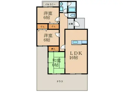 フローレスタ・シオン弐番館(3LDK/1階)の間取り写真