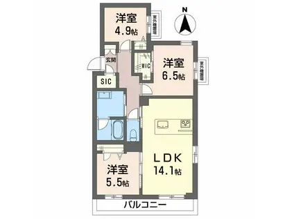 BELLE BLANCHE(3LDK/4階)の間取り写真