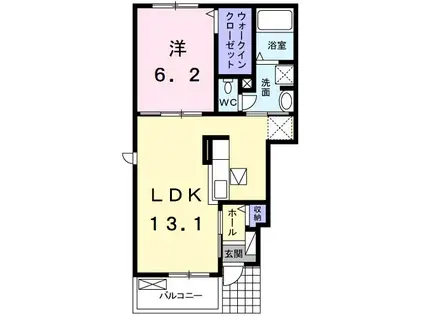 コンフォルターブル鹿嶋I(1LDK/1階)の間取り写真