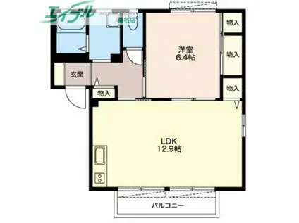 LIFE STAGE B棟(1LDK/2階)の間取り写真