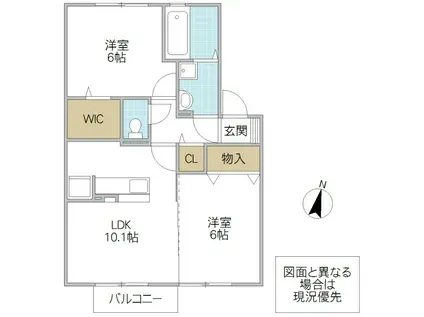 グランマーレ I棟(2LDK/2階)の間取り写真