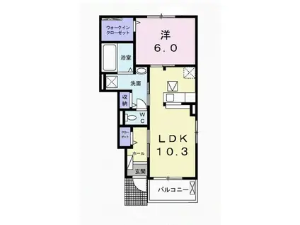 富士見ハイツ NEO III(1LDK/1階)の間取り写真