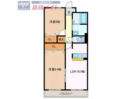 リブロンティ(2LDK/3階)の間取り写真