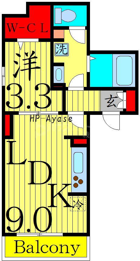 ラリュール堀切(1LDK/3階)の間取り写真