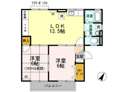 セジュール昴 B棟(2LDK/2階)の間取り写真