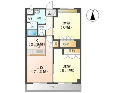 ピアコート(2LDK/2階)の間取り写真