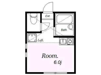 ユナイト渡田東・マリアーノの瞳(ワンルーム/2階)の間取り写真