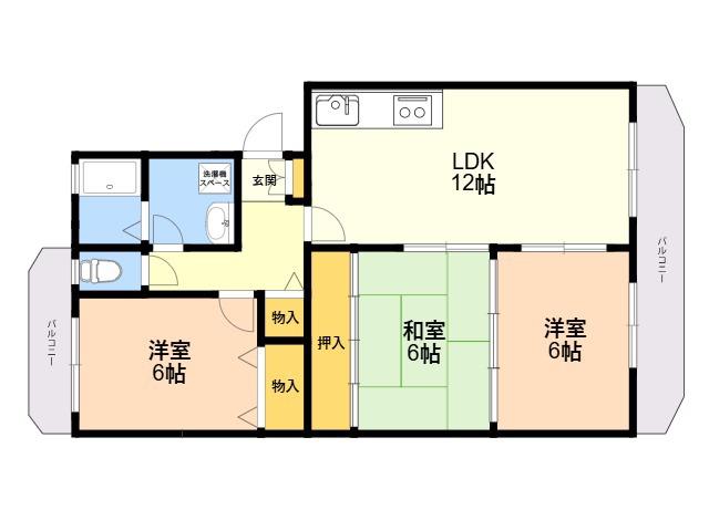 ステータス国分(3LDK/4階)の間取り写真