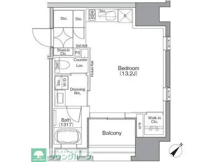 ザ・パークハビオSOHO横浜関内(ワンルーム/3階)の間取り写真