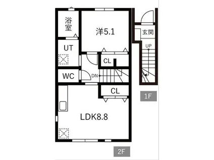 ブラストII(1LDK/2階)の間取り写真