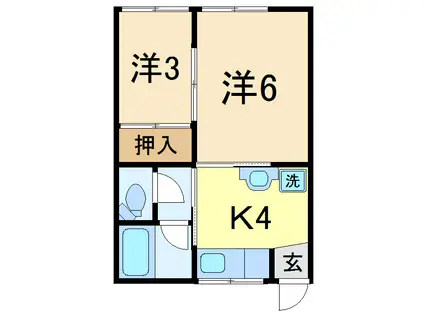 ハイツこぶし(2K/2階)の間取り写真