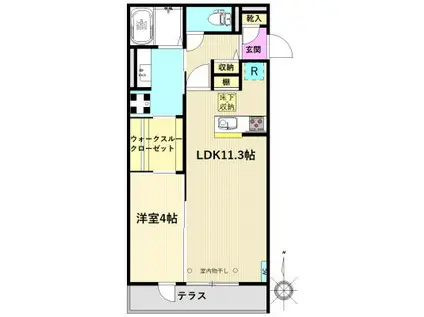 アルバコローレ国分(1LDK/1階)の間取り写真