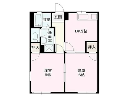ファミール東町(2DK/1階)の間取り写真