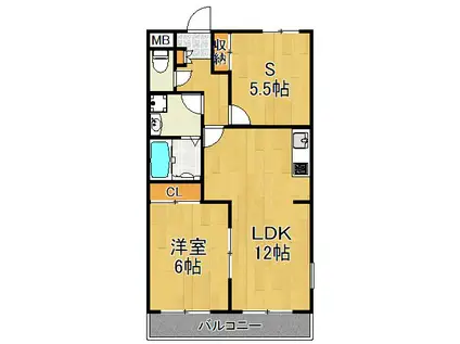 新川崎シティスクエア(1SLDK/2階)の間取り写真