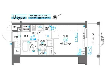 ZOOM上板橋(1K/3階)の間取り写真