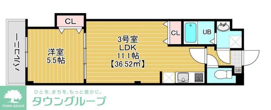 グランディオ検見川(1LDK/2階)の間取り写真