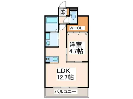 SPRING長嶺南(1LDK/1階)の間取り写真