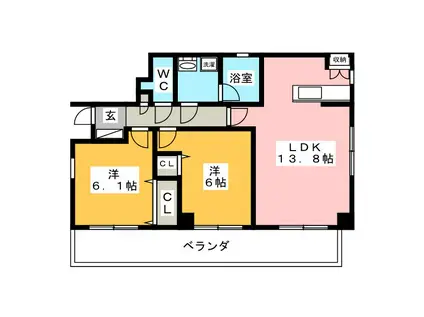 安斎ビル(2LDK/6階)の間取り写真