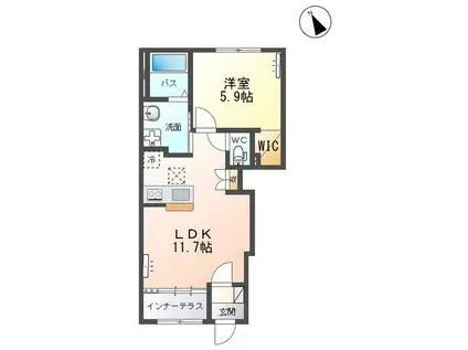 カーサ・フェリーチェS(1LDK/1階)の間取り写真