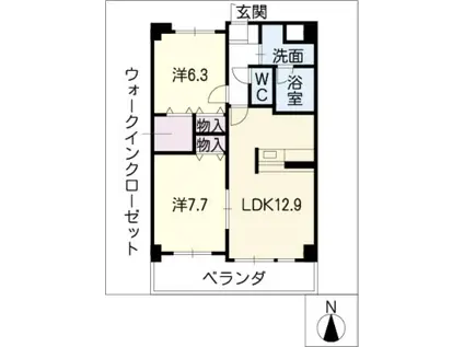 ヴィラ・ヴェール(2LDK/5階)の間取り写真