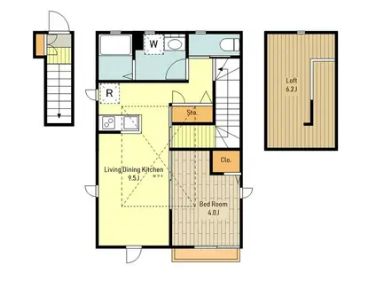 メルベージュ西荻窪(1LDK/2階)の間取り写真