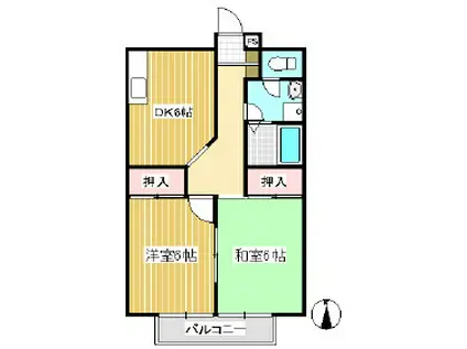 シンフォニーガーデンB(2DK/1階)の間取り写真