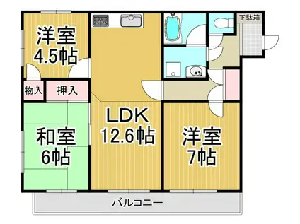 夙川ガーデンハイムⅠ(3LDK/4階)の間取り写真