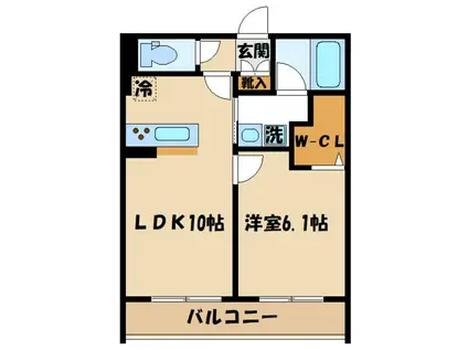 FIERTE本厚木(1LDK/3階)の間取り写真