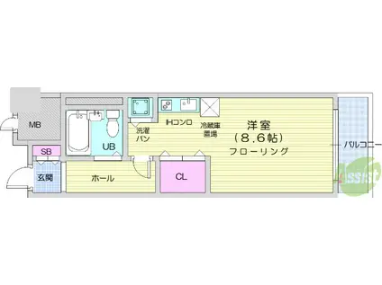 ライオンズマンション一番町(ワンルーム/6階)の間取り写真