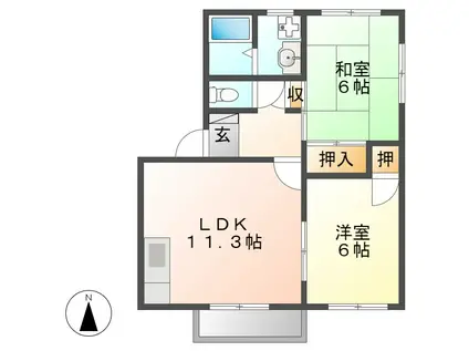モンシャトー可児 C(2LDK/2階)の間取り写真