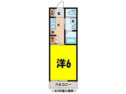 LUAN上野台(1K/2階)の間取り写真